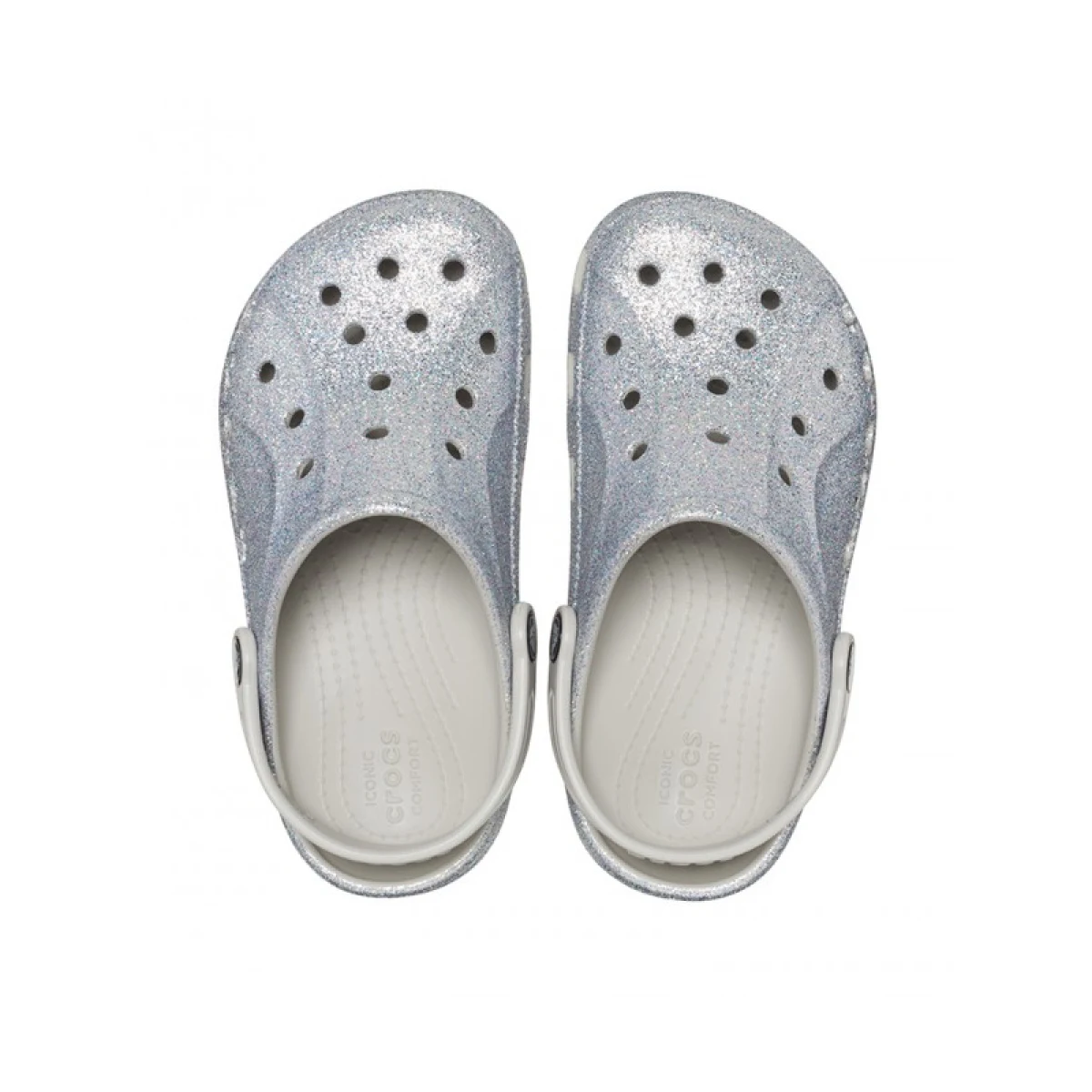 Dievčenské kroksy (rekreačná obuv) CROCS Baya Glitter Clog T silver · záber 4