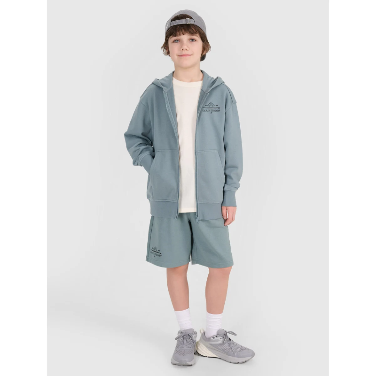 Chlapčenská mikina so zipsom 4F JUNIOR SWEATSHIRT-JWSS25TSWSM1522-46S-TURQUISE · záber 4