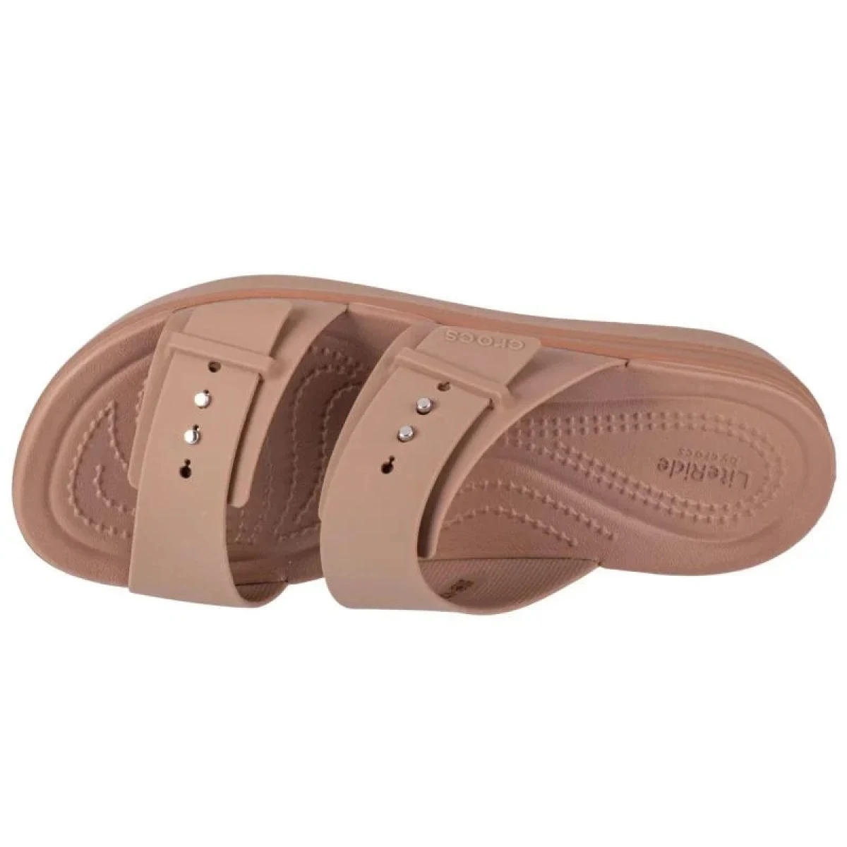 Dámske sandále na platforme (módna obuv) CROCS Brooklyn Buckle Low Wedge W latte · záber 3