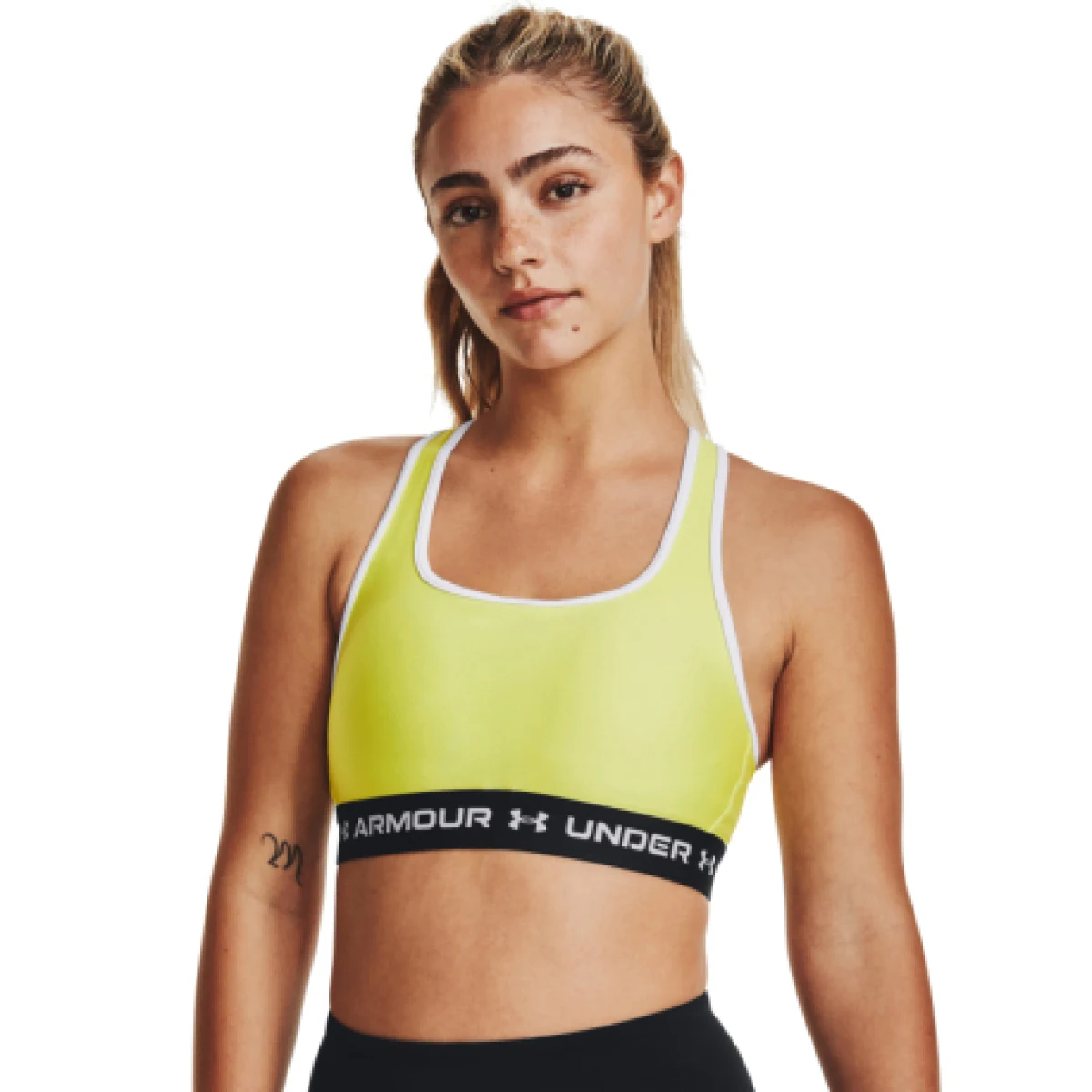 Dámska tréningová športová podprsenka UNDER ARMOUR UA Crossback Mid Bra-YLW · záber 1