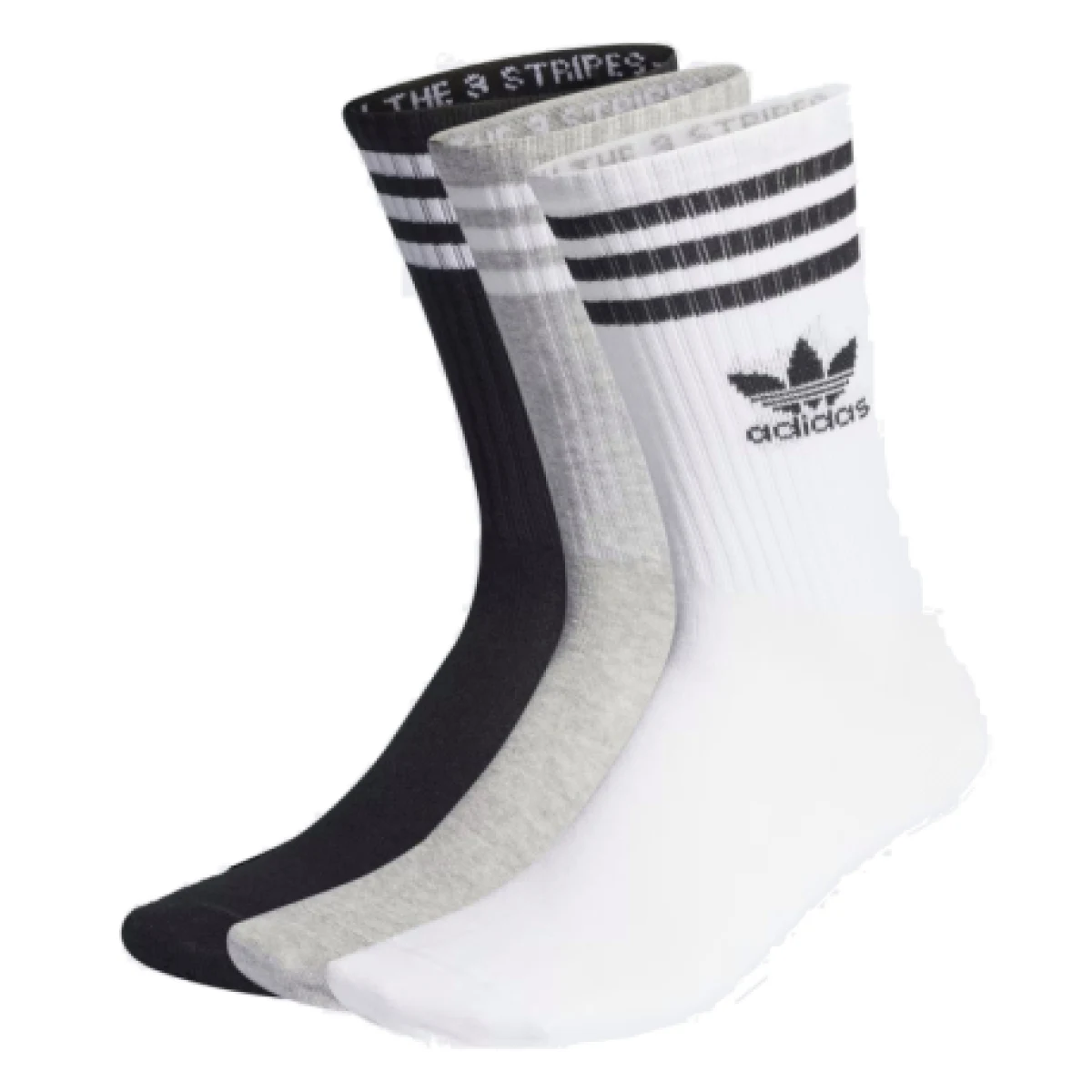 Ponožky ADIDAS ORIGINALS 3 PACK-CREW SOCK-WHITE MGREYH BLACK · záber 1
