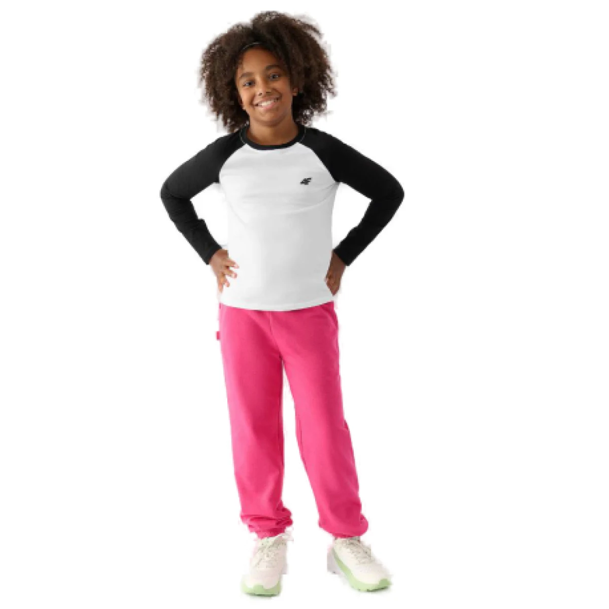 Dievčenské tepláky 4F JUNIOR TROUSERS-JWAW24TTROF754-55S-HOT PINK · záber 1
