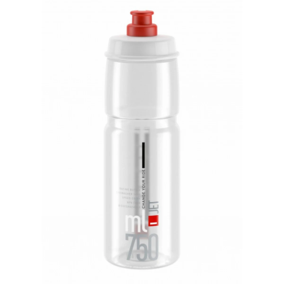 Fľaša na bicykel ELITE Fľaša JET transparentná červené logo 750 ml · záber 1