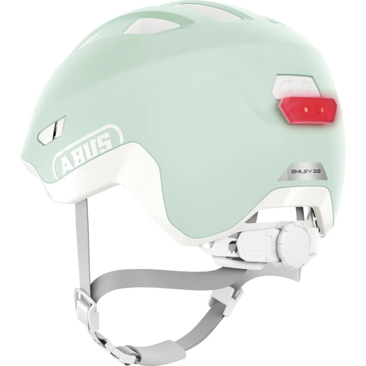 Juniorská cyklistická prilba ABUS Smiley 3.0 ACE LED pure mint · záber 4