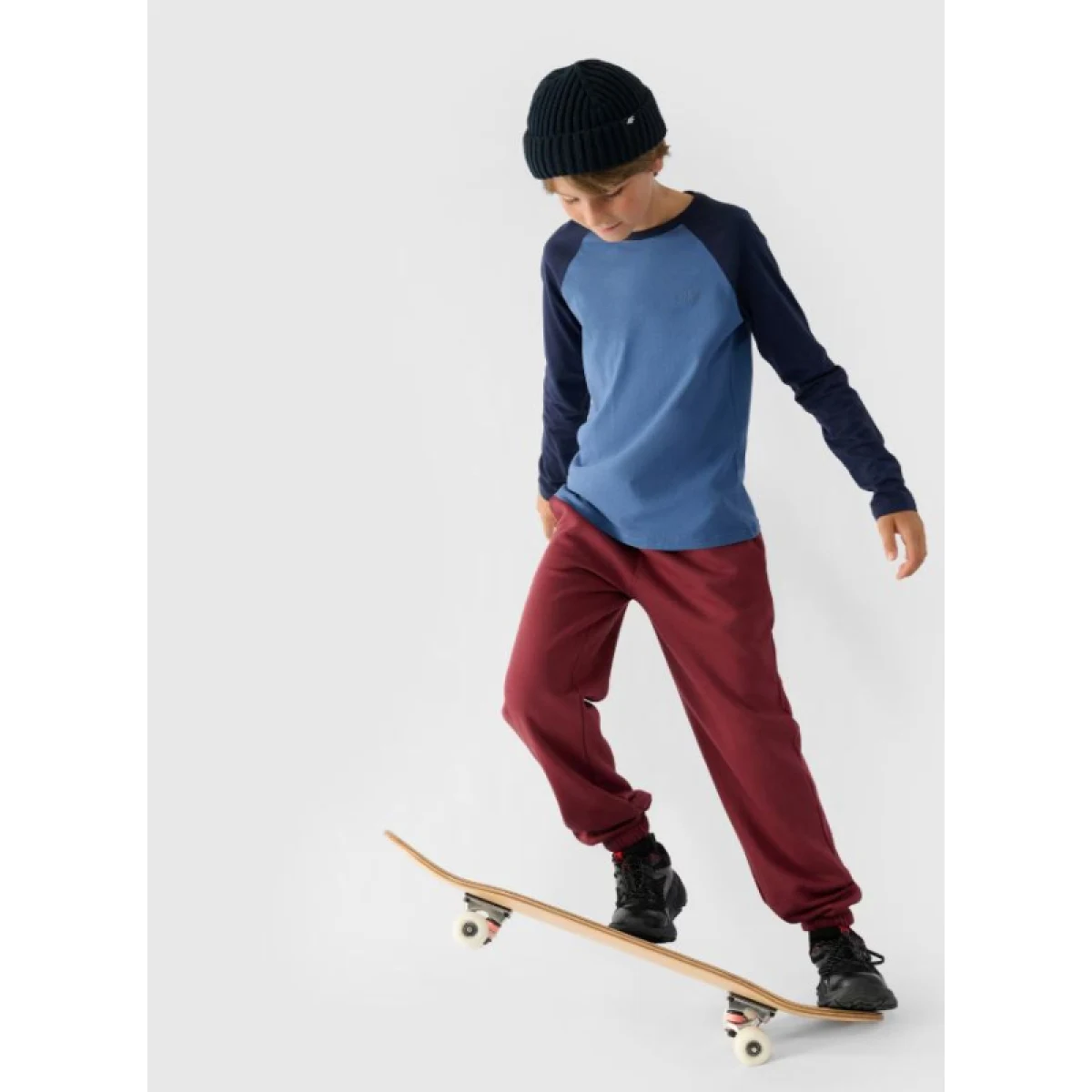 Chlapčenské tričko s dlhým rukávom 4F JUNIOR LONGSLEEVE-JWAW24TLONM293-32S-DENIM · záber 4