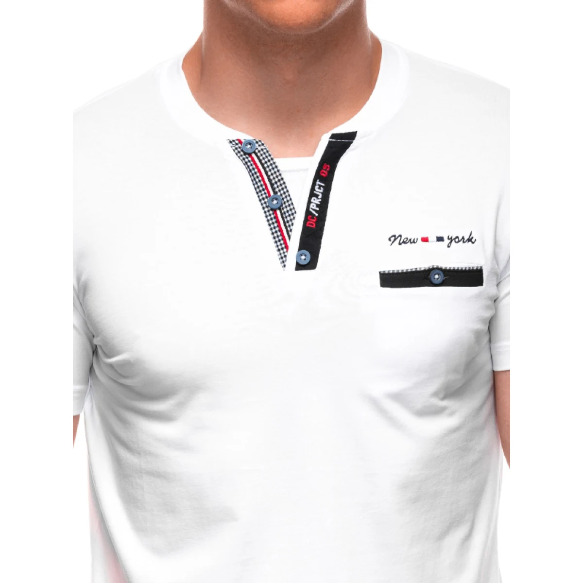 Pánske tričko s krátkym rukávom s v-výstrihom OMBRE T-shirt S1991 white · záber 3