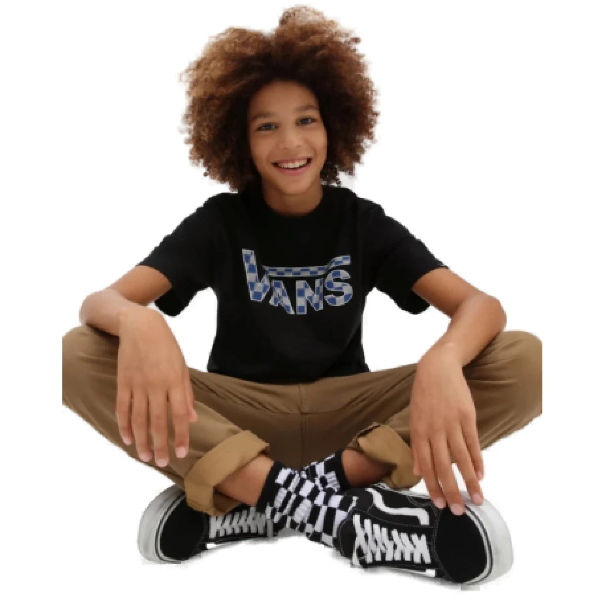 Chlapčenské tričko s krátkym rukávom VANS BY CLASSIC LOGO FILL BOYS-BLACK-TRUE BLUE · záber 1