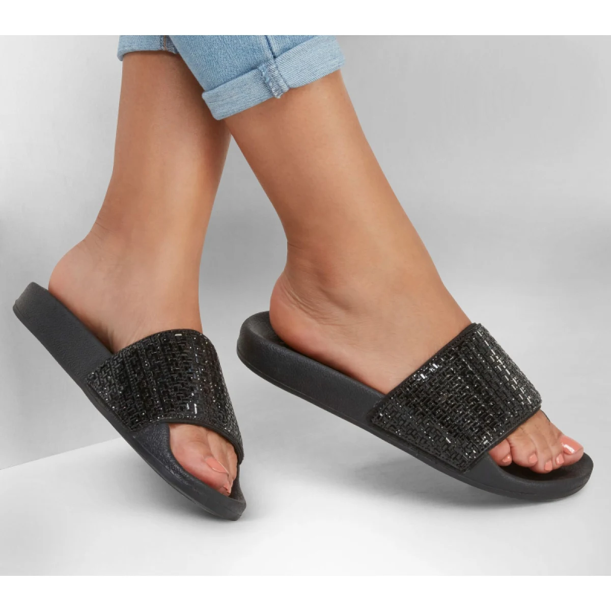 Dámske šlapky (plážová obuv) SKECHERS Pops Up New Spark W black · záber 5