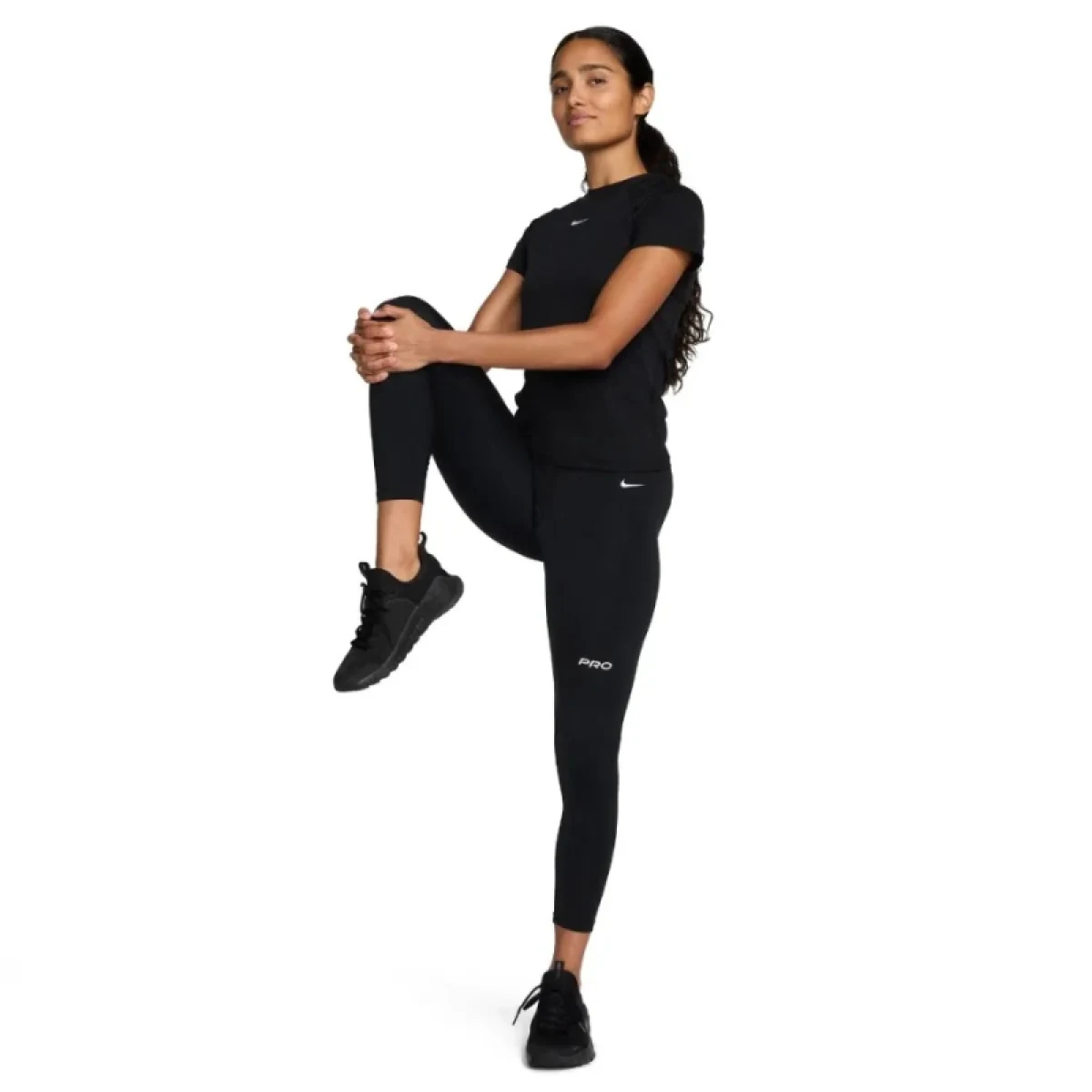 Dámske legíny NIKE PRO W NP DF MR 7 8 TIGHT TT-010 BLACK IRON GREY WHITE WHITE · záber 2