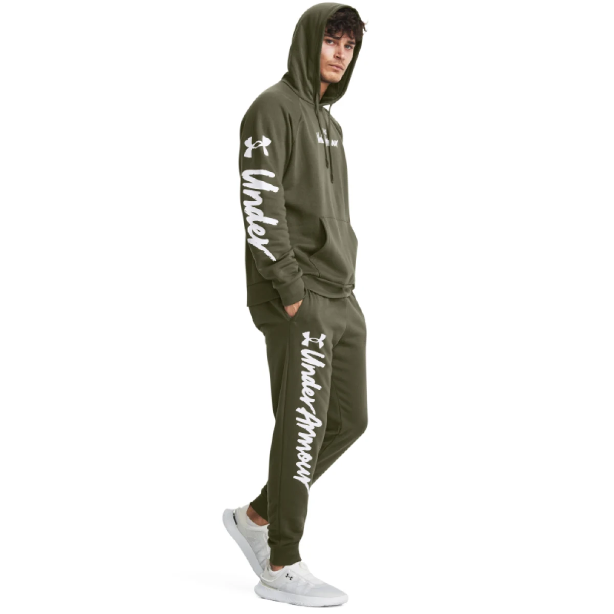 Pánska zateplená mikina s kapucňou UNDER ARMOUR UA Rival Fleece Graphic HD-GRN · záber 5