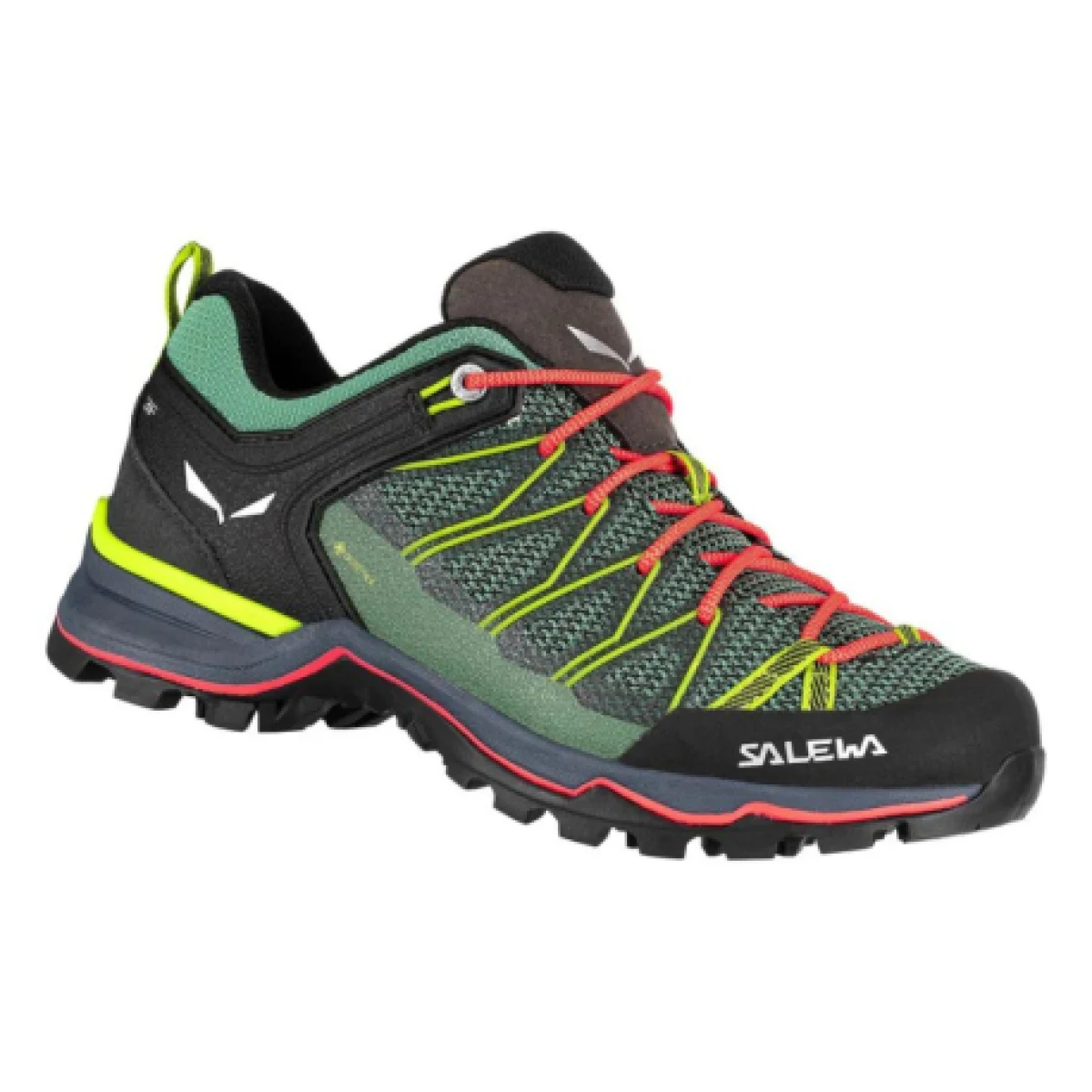 Dámska nízka turistická obuv SALEWA Mountain Trainer Lite GTX W feld green flue coral · záber 1