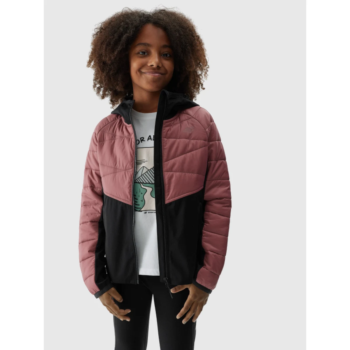 Dievčenská turistická softshellová bunda 4F JUNIOR TECHNICAL JACKET-JAW23TTJAF280-54S-PINK · záber 2