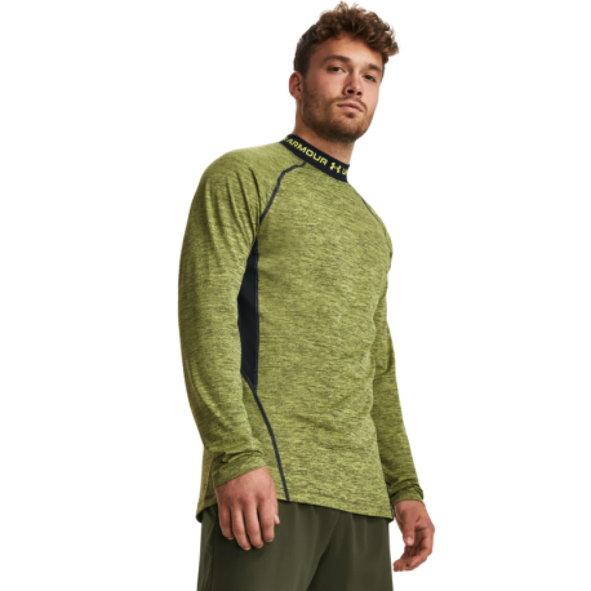 Pánske kompresné tričko s dlhým rukávom UNDER ARMOUR UA CG Armour Twist Mock-YLW · záber 1