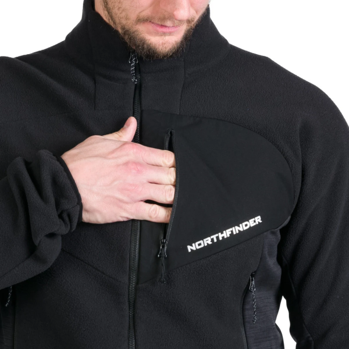 Pánska turistická flisová mikina so zipsom NORTHFINDER FULVIO-269black · záber 5