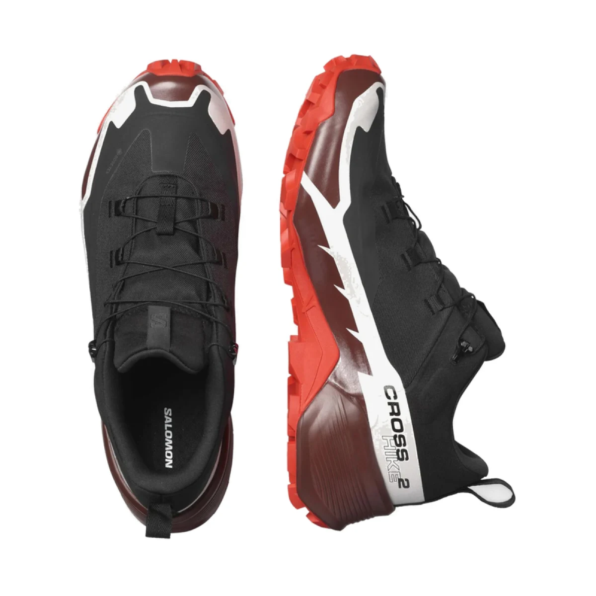 Pánska bežecká trailová obuv SALOMON Cross Hike 2 GTX black bitter chocolate fiery red · záber 4