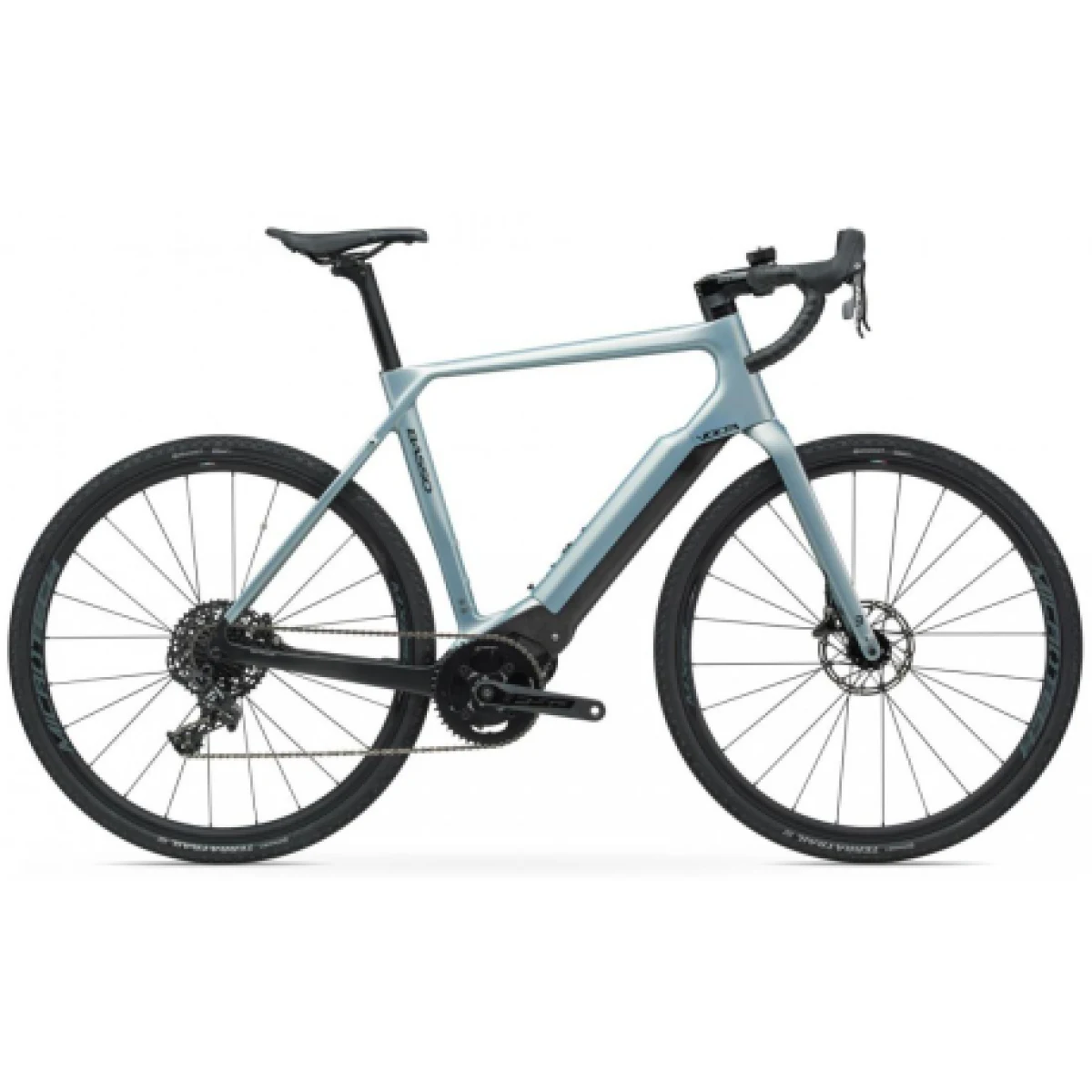 Cestný elektrobicykel BASSO Volta Road, silver, Apex 1x, crankset 44T, casette 11-42, MX 25 · záber 1