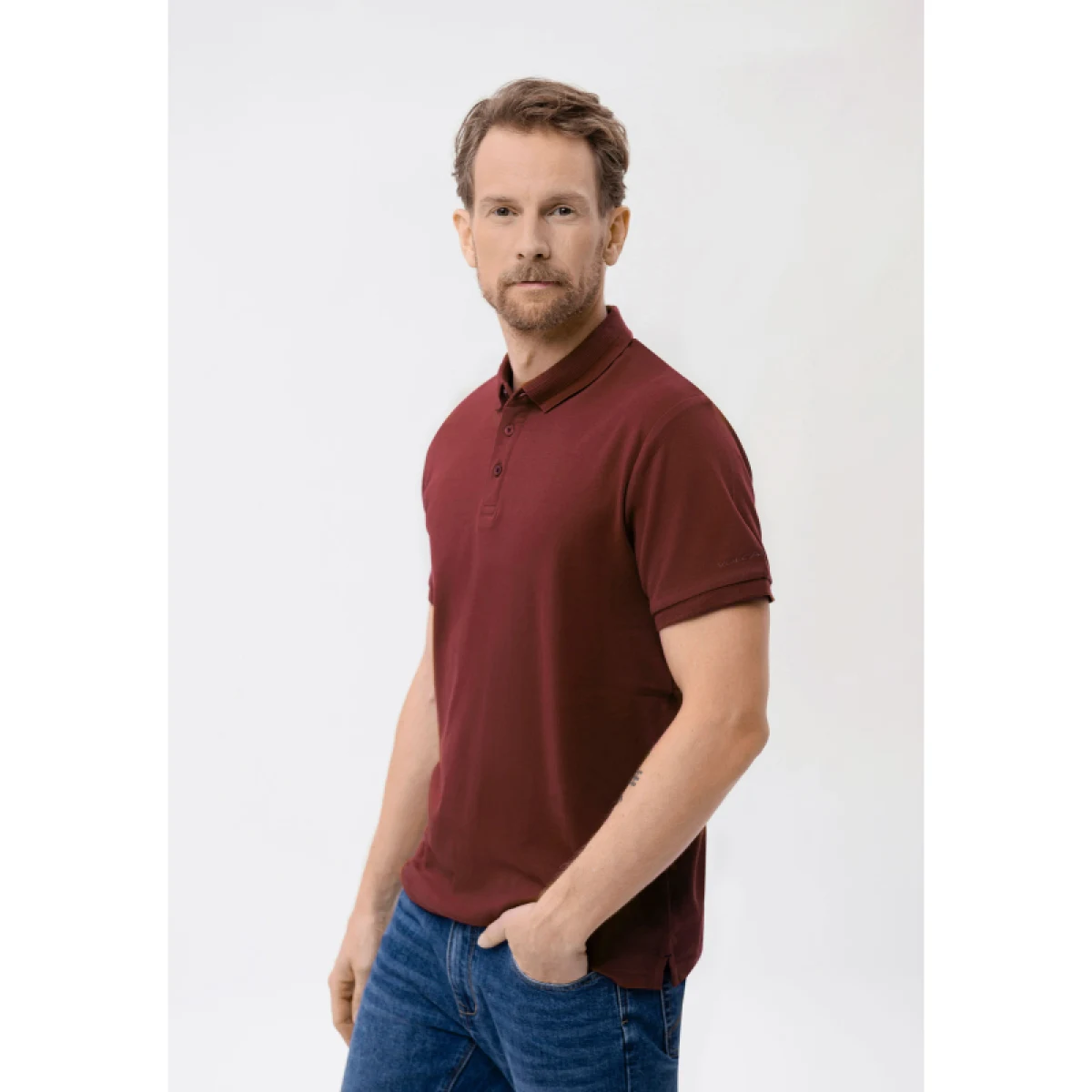 Pánske polo tričko s krátkym rukávom VOLCANO VOLVI-403-BURGUNDY · záber 2