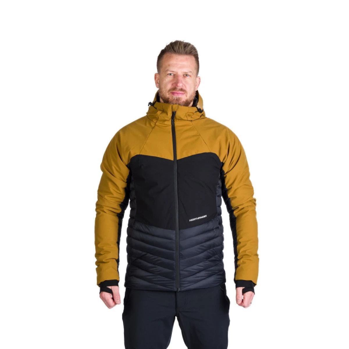 Pánska turistická bunda NORTHFINDER WATSON 579mustardblack · záber 2