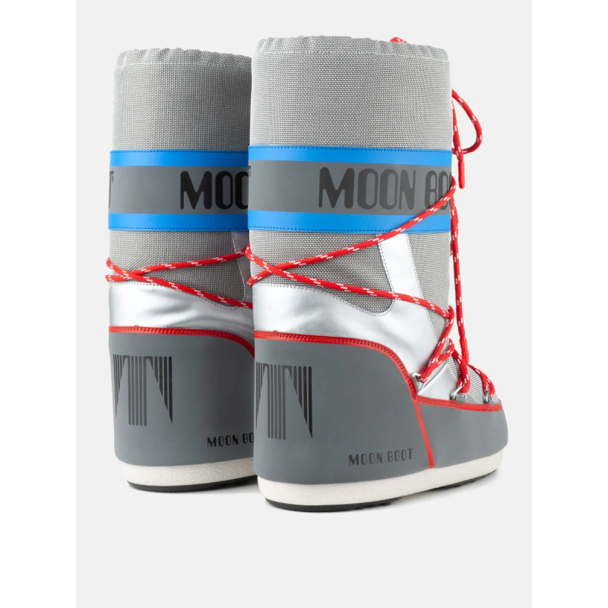 Vysoké zimné topánky MOON BOOT MB ICON SPACE RACING-HF04 SILVER BLUE RED · záber 4