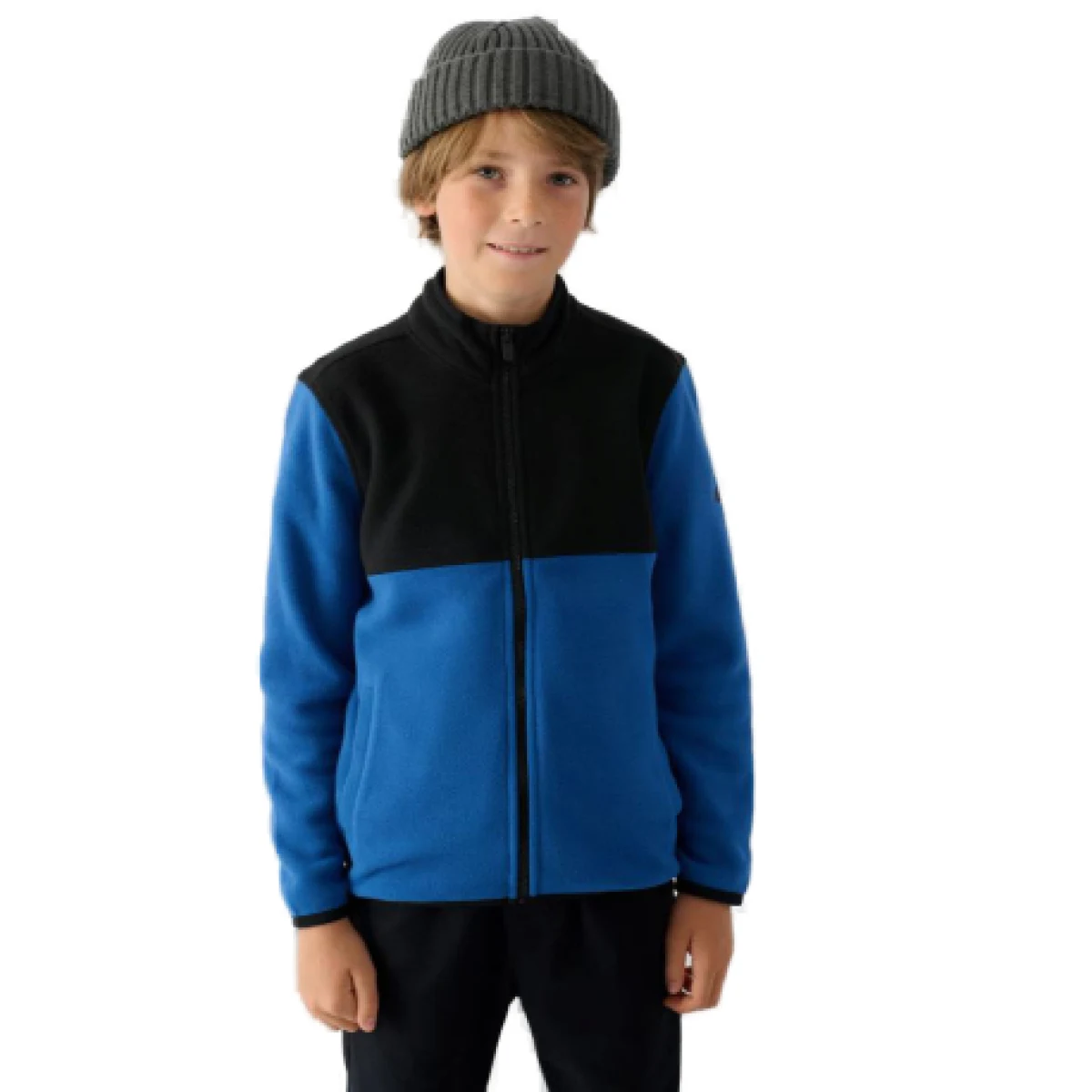 Chlapčenská flisová mikina so zipsom 4F JUNIOR FLEECE-JWAW24TFLEM212-32S-DENIM · záber 1