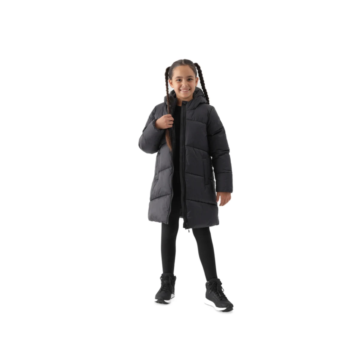 Dievčenská bunda 4F JUNIOR DOWN JACKET-JWAW24TDJAF455-20S-DEEP BLACK · záber 2