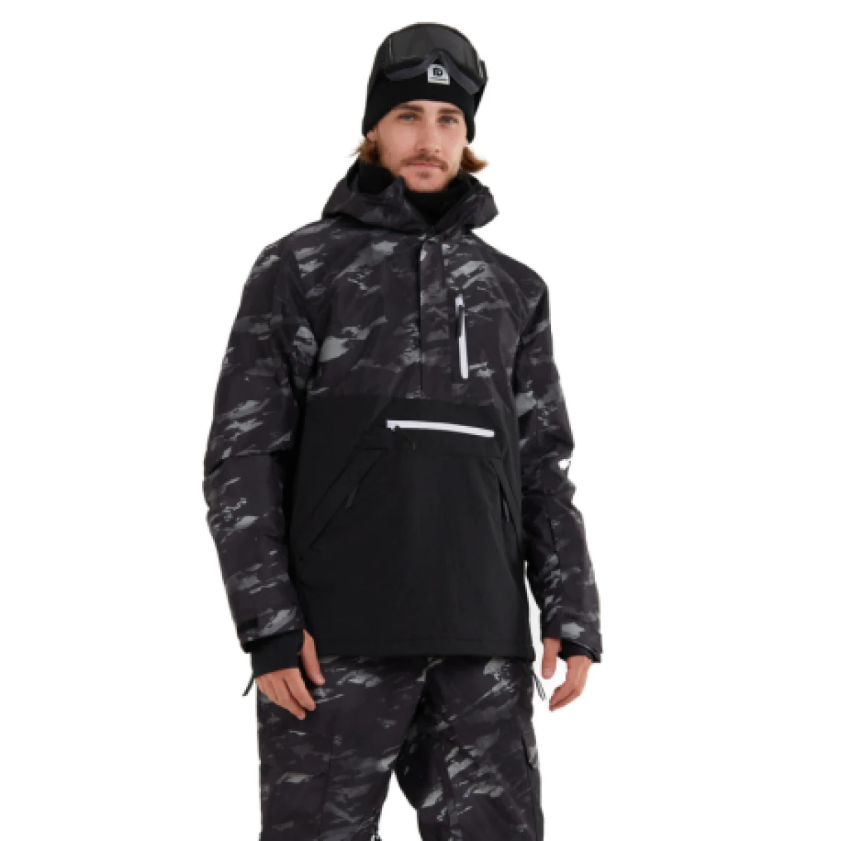 Pánska lyžiarska bunda FUNDANGO Tilbury Logo Anorak-893-black camouflage · záber 1