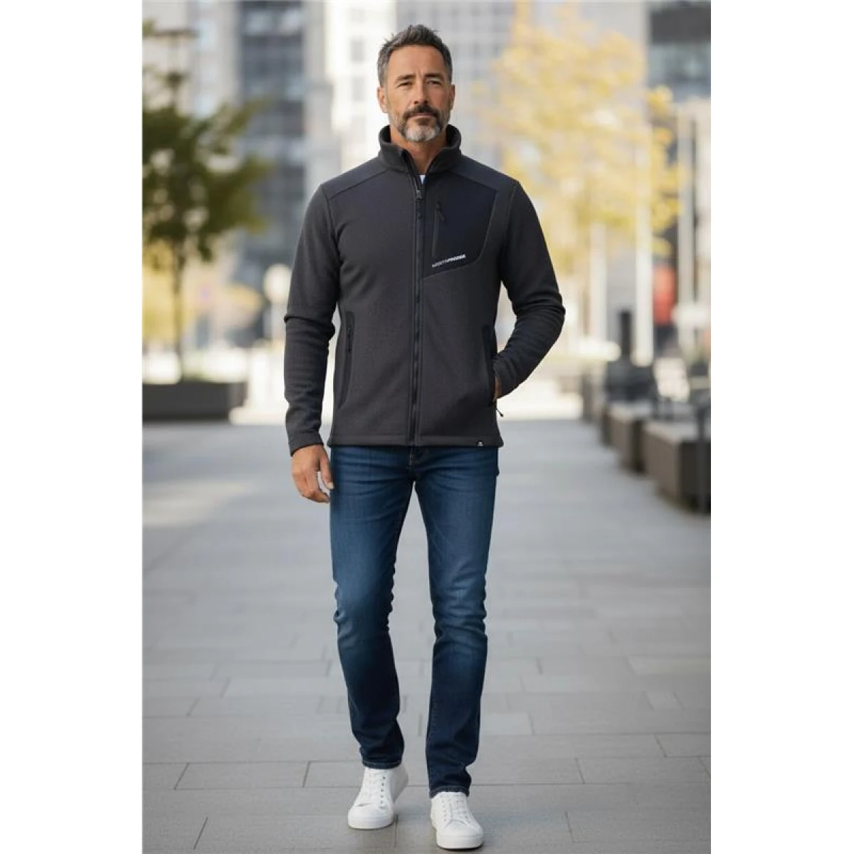 Pánska zateplená turistická mikina so zipsom NORTHFINDER LUDOVICO-269black · záber 4