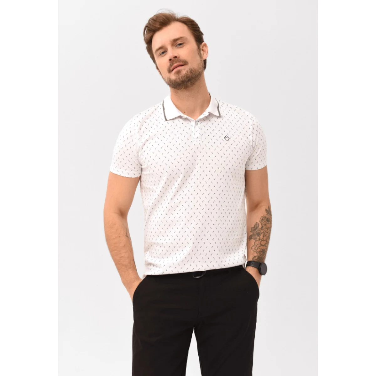 Pánske polo tričko s krátkym rukávom VOLCANO CARO-100-WHITE · záber 2