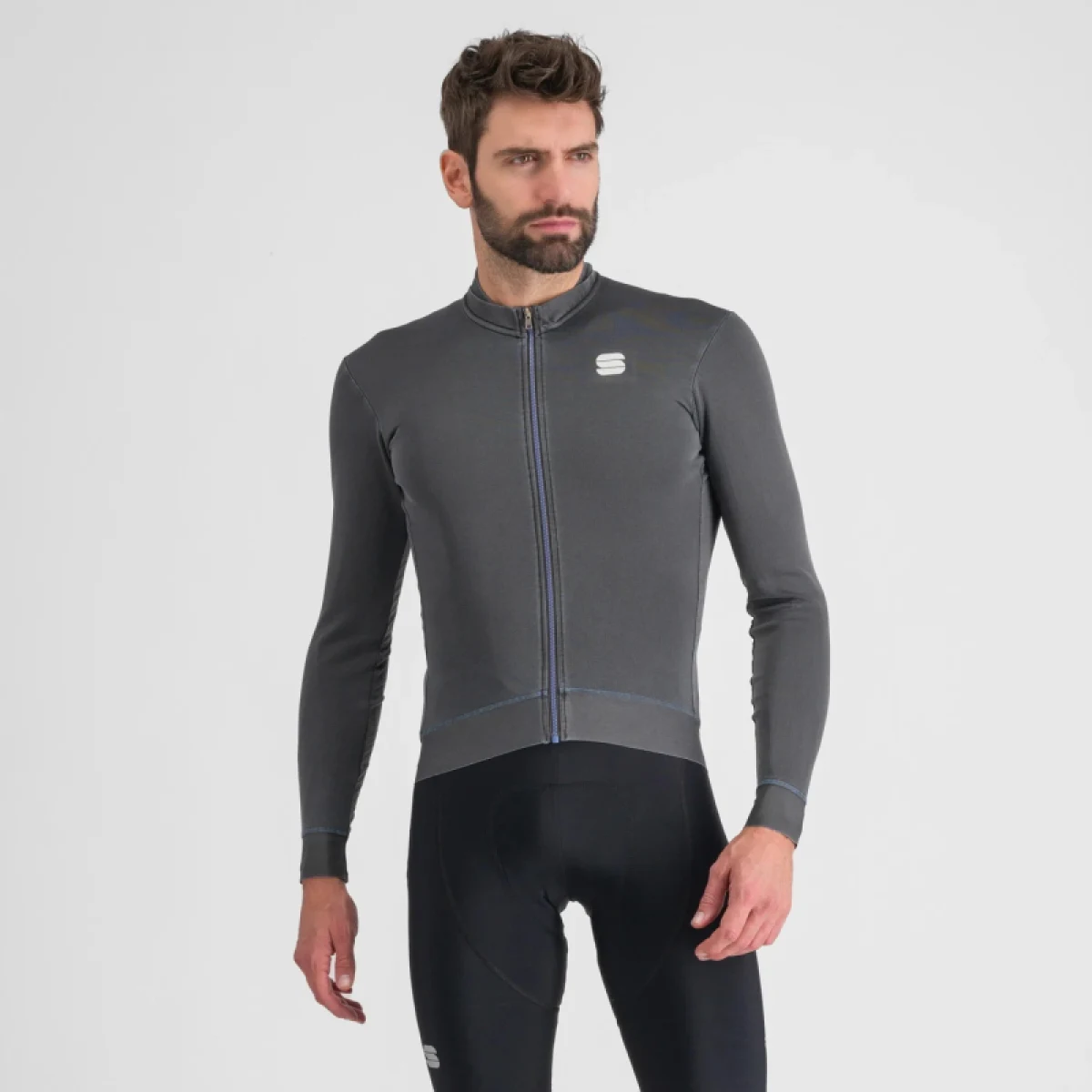 Pánsky cyklistický dres s dlhým rukávom SPORTFUL Monocrom thermal jersey, anthracite · záber 2