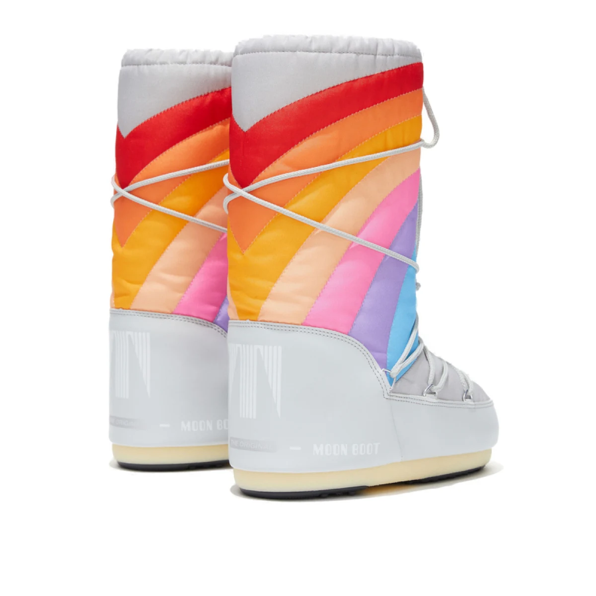 Dámske vysoké zimné topánky MOON BOOT ICON RAINBOW, 002 glacier blue-red · záber 3
