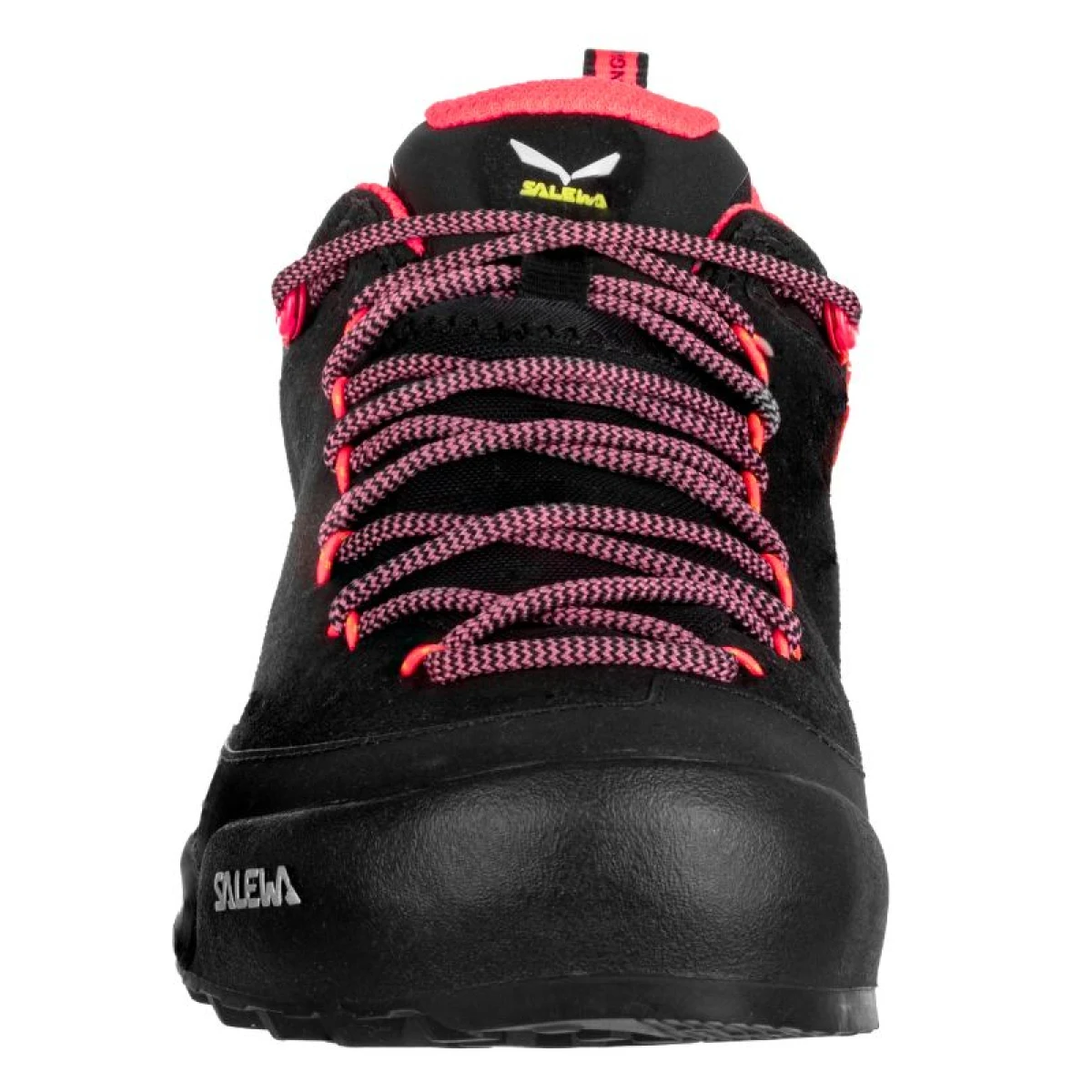 Dámska nízka turistická celokožená obuv SALEWA Wildfire Leather GTX W black fluo coral · záber 3