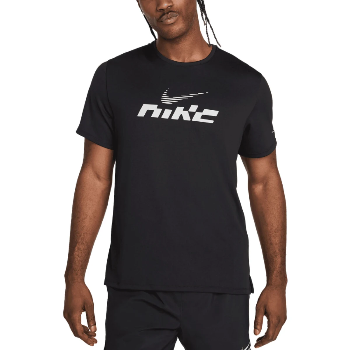 Pánske bežecké tričko s krátkym rukávom NIKE M NK DF UV MILER FLASH SS-010-Black · záber 2