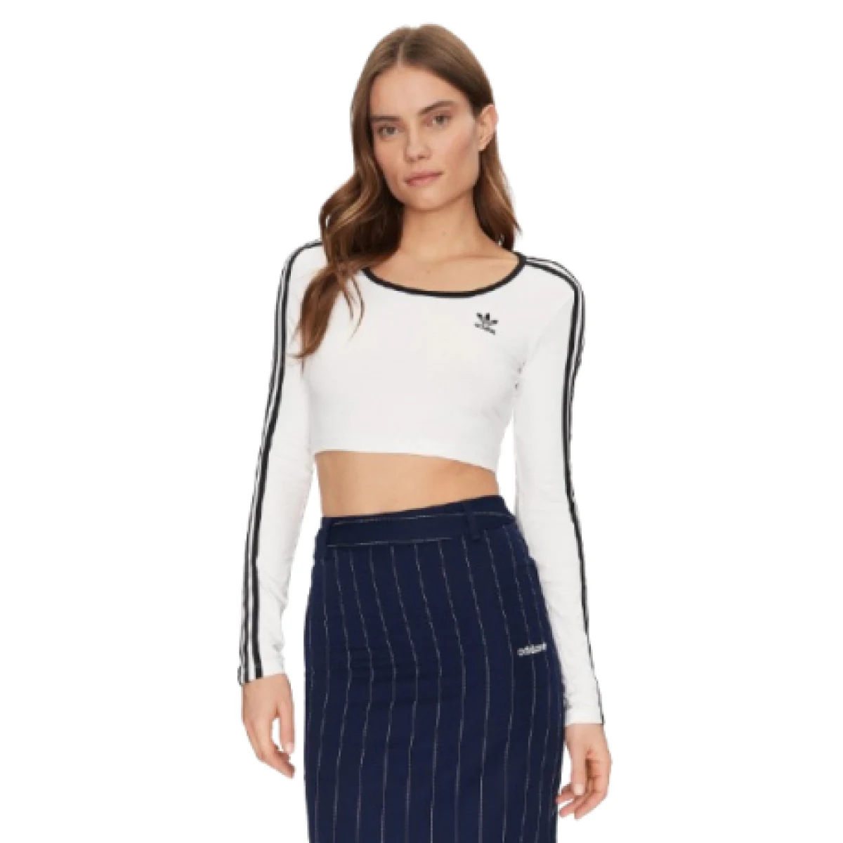 Dámske tričko s dlhým rukávom ADIDAS ORIGINALS 3S LS CROP-WHITE · záber 1