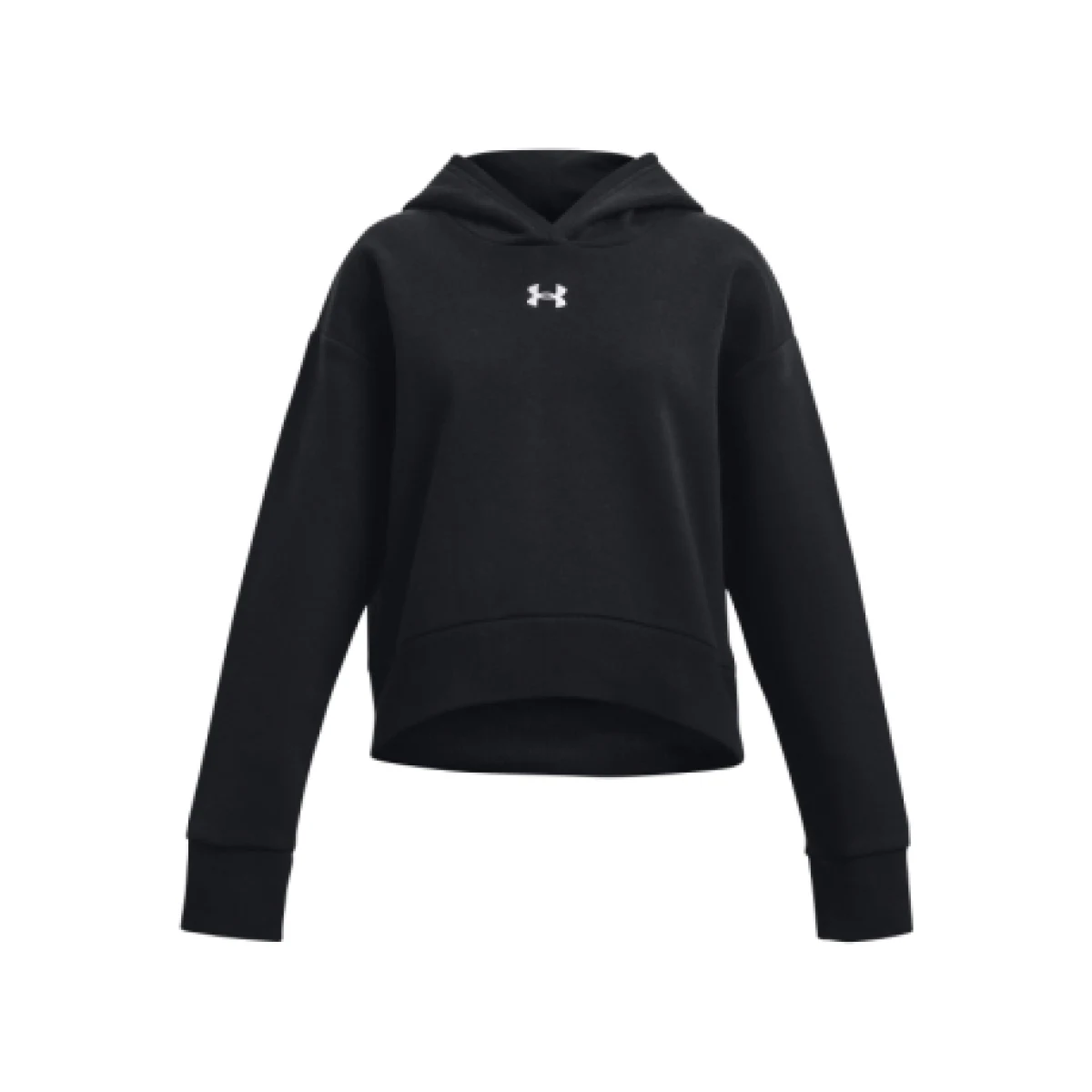 Dievčenská zateplená tréningová mikina s kapucňou UNDER ARMOUR UA Rival Fleece Crop Hoodie-BLK · záber 1