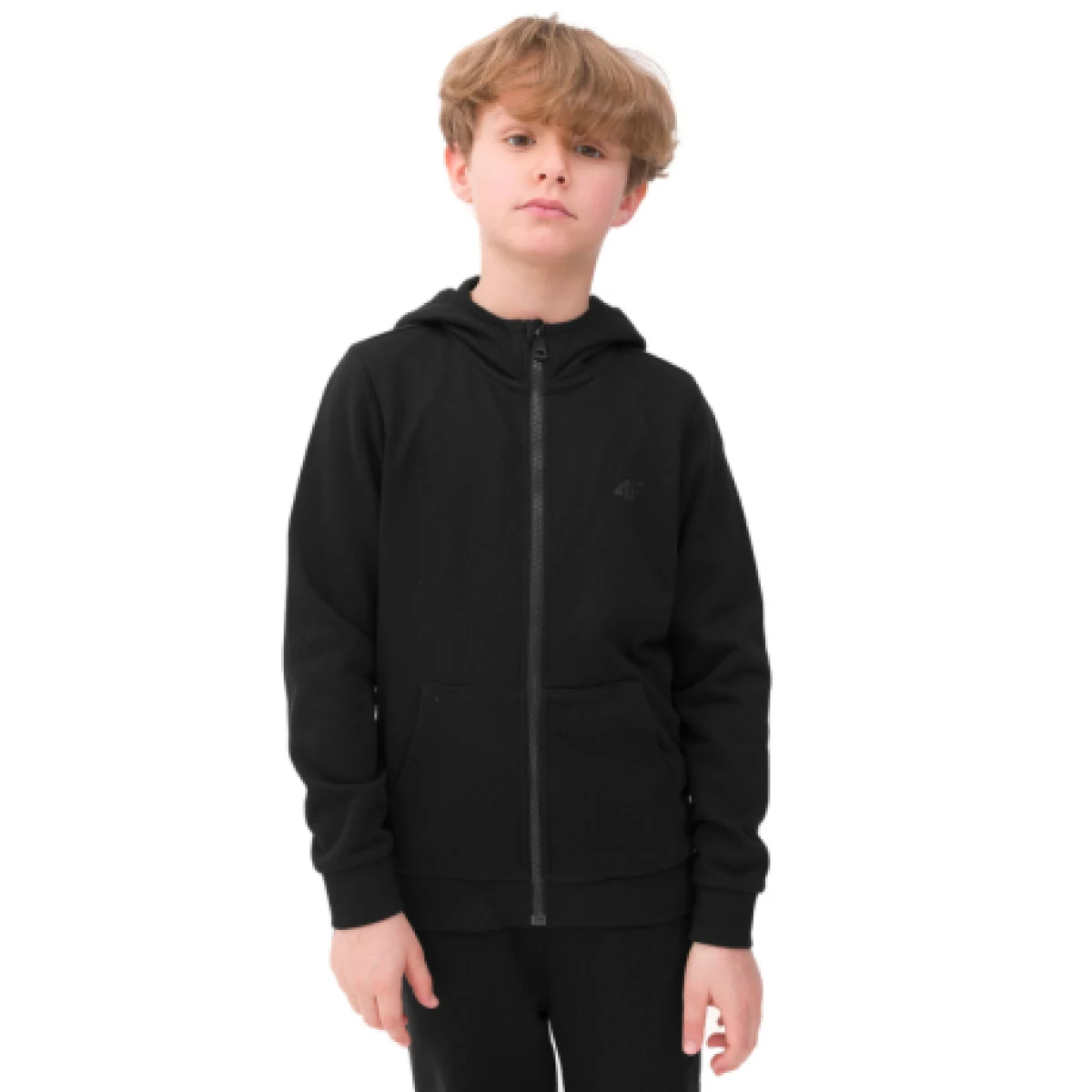 Chlapčenská mikina so zipsom 4F JUNIOR SWEATSHIRT-4FJWSS24TSWSM0926-20S-DEEP BLACK · záber 1
