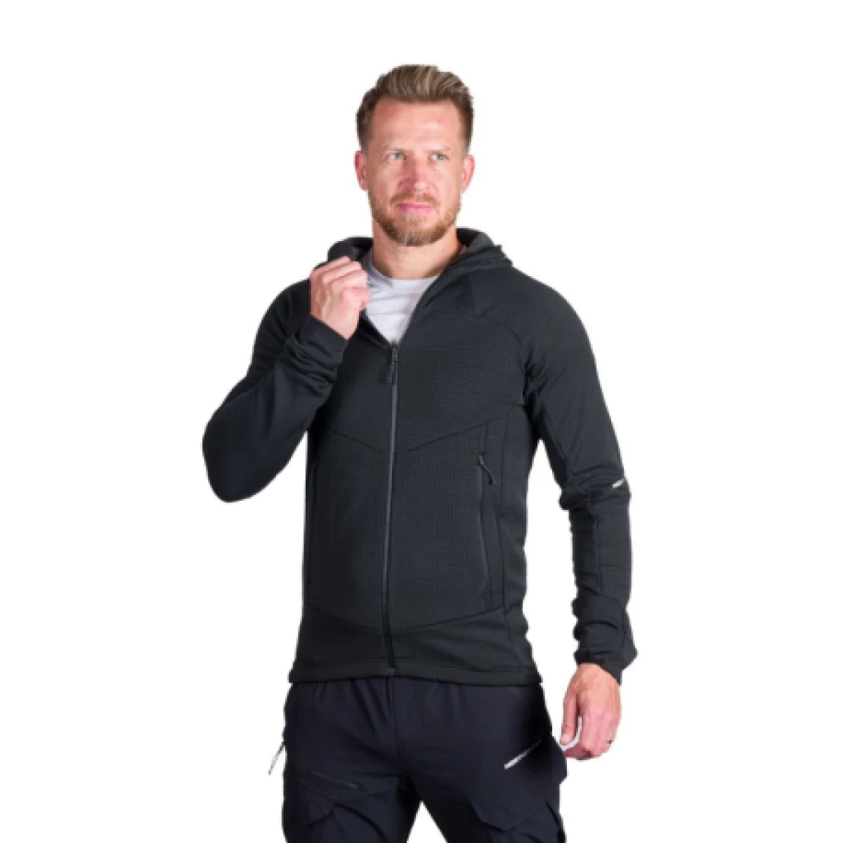 Pánska turistická mikina so zipsom NORTHFINDER EGON 411greyblack · záber 1