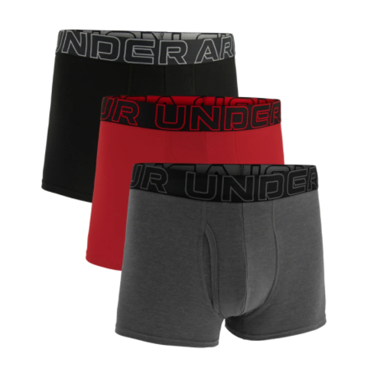 Pánske boxerky UNDER ARMOUR 3 PACK-UA PERFORMANCE COTTON - SOLID 3 inch-GRY · záber 1
