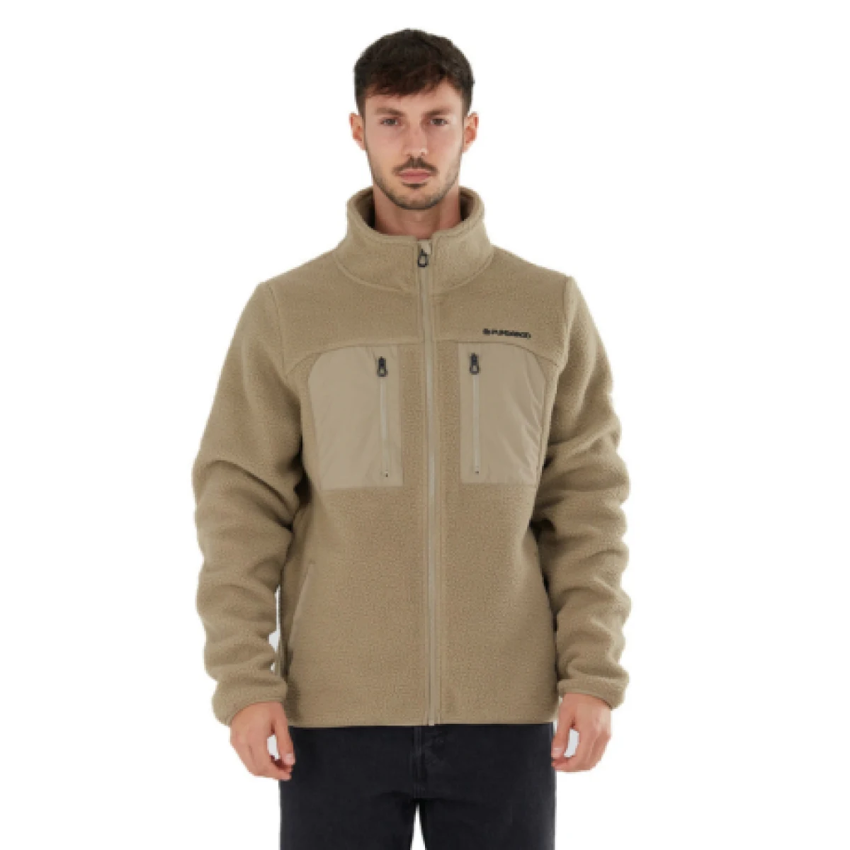Pánska turistická mikina so zipsom FUNDANGO Haven Hybrid Jacket-636-cashmere · záber 1
