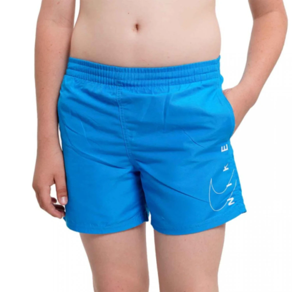 Chlapčenské plavky NIKE SWIM Split Logo Lap 4 inch -486-Aquarius blue · záber 1