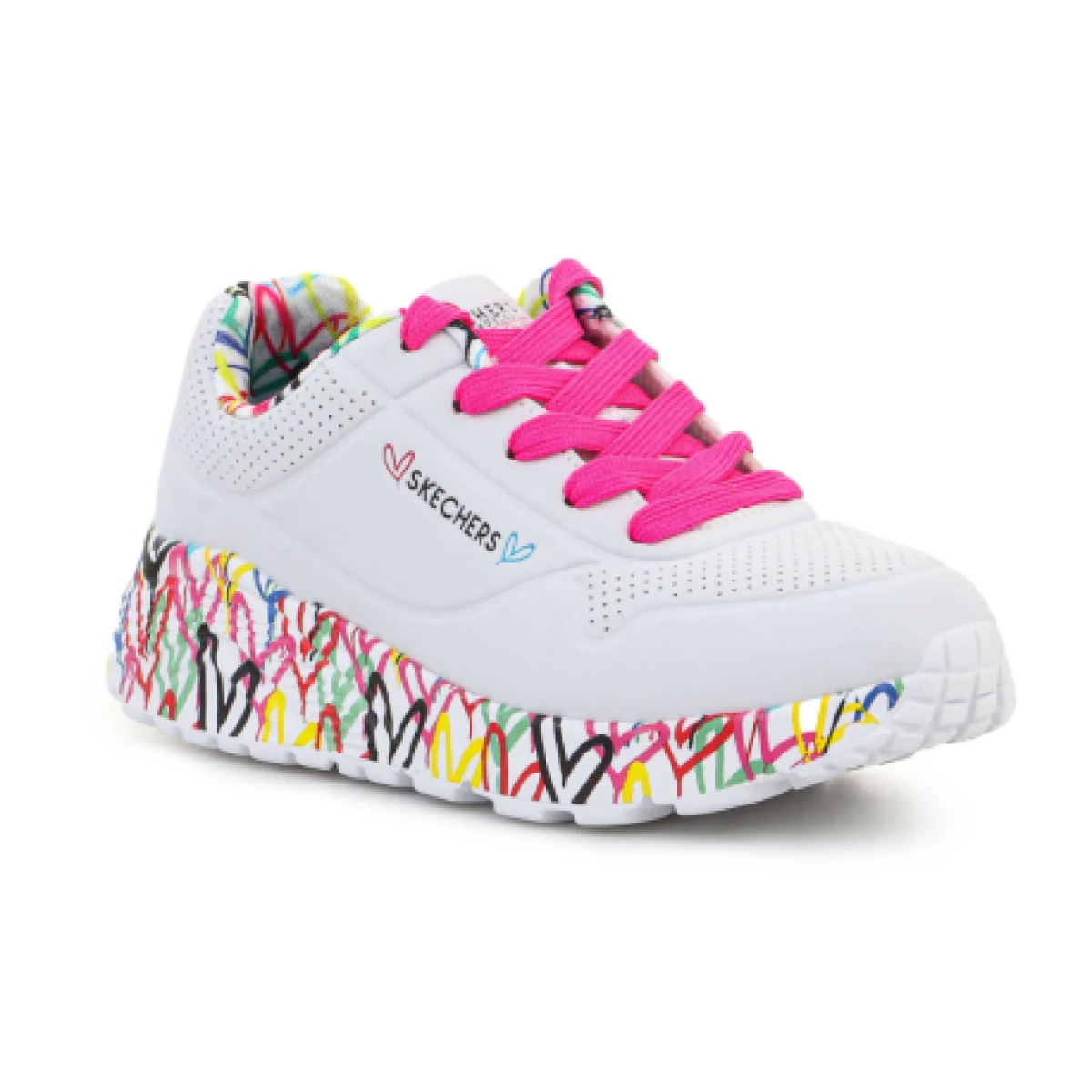 Dievčenská rekreačná obuv SKECHERS Uno Lite Lovely Luv K white pink · záber 1