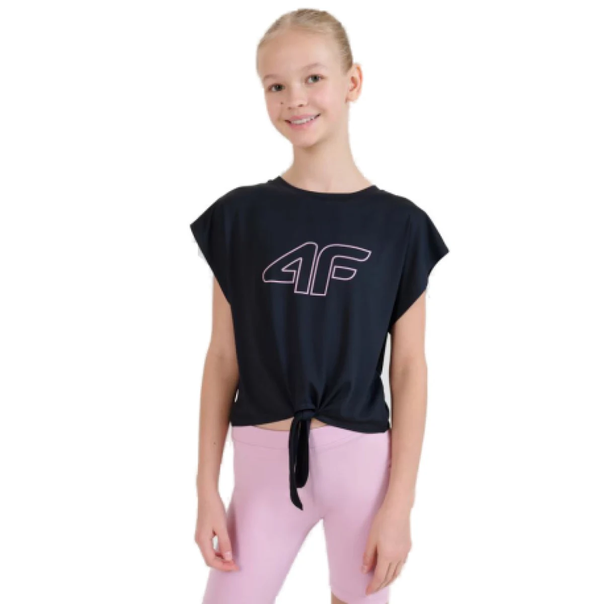 Dievčenské tréningové tričko s krátkym rukávom 4F JUNIOR TSHIRT FNK F1184-20S-DEEP BLACK · záber 1