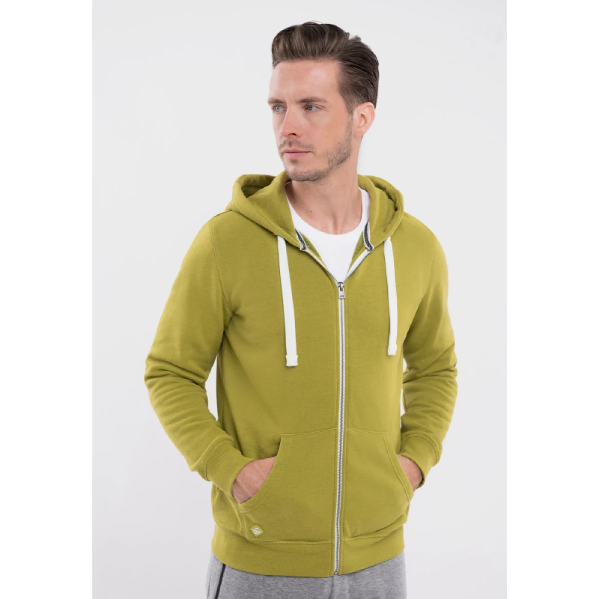Pánska zateplená mikina so zipsom VOLCANO B-STAR-301M-LIME MEL · záber 3
