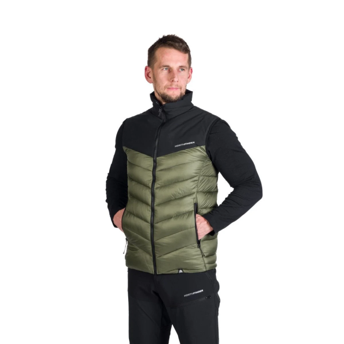 Pánska turistická vesta NORTHFINDER FILIPPO-550blackdarkgreen · záber 2