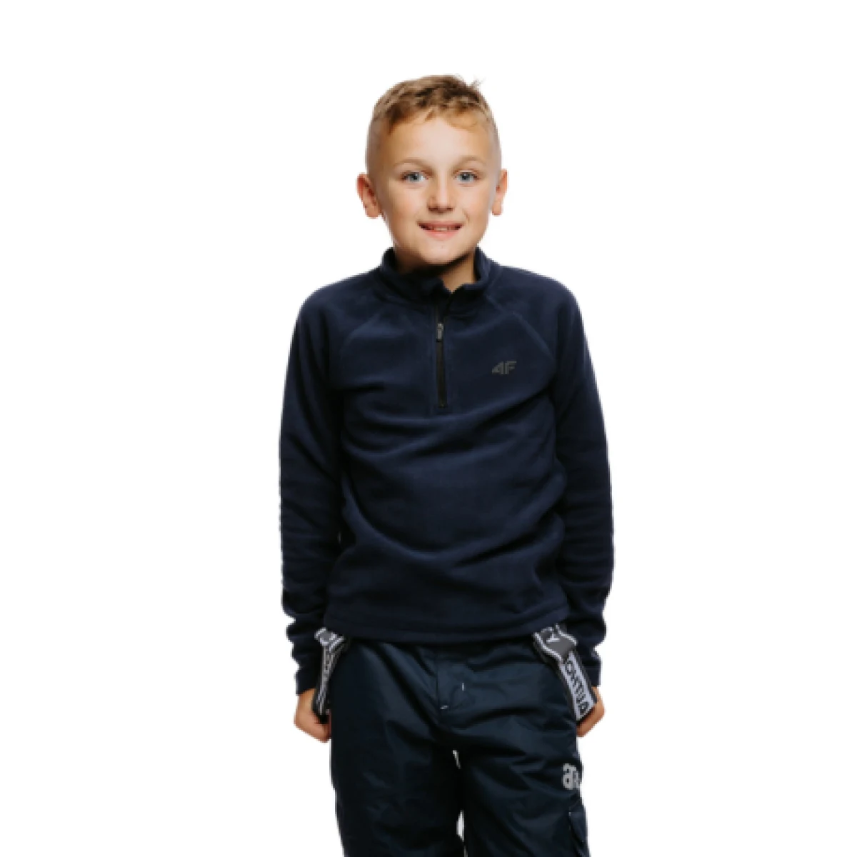 Chlapčenská lyžiarska flisová mikina 4F JUNIOR FLEECE UNDERWEAR-JAW23UFLEM019-31S-NAVY · záber 1