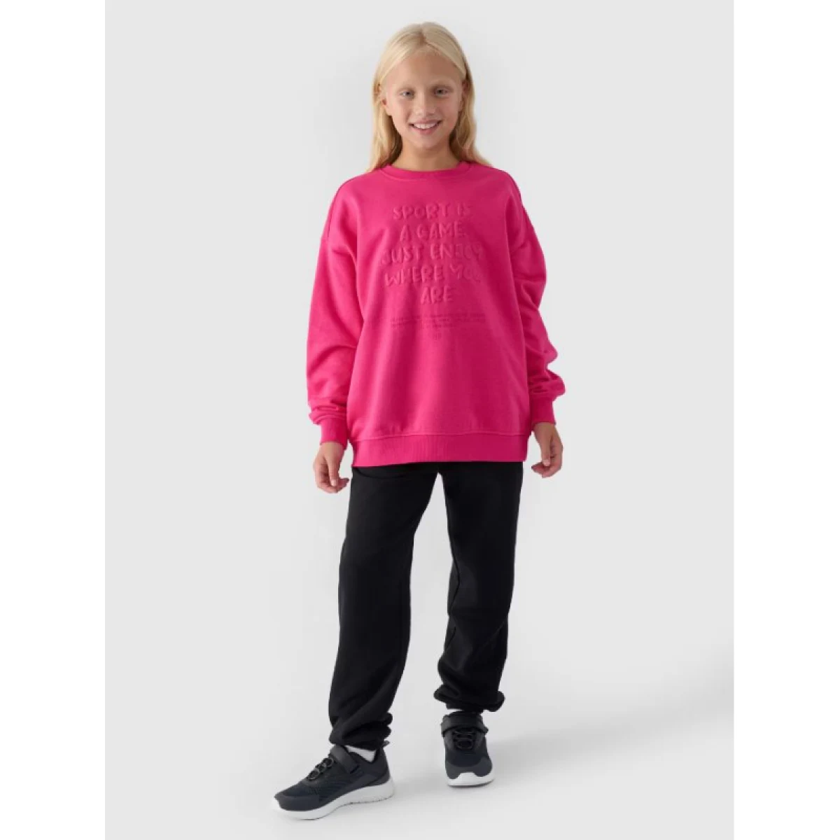 Dievčenská mikina 4F JUNIOR SWEATSHIRT-JWAW24TSWSF1214-55S-HOT PINK · záber 5