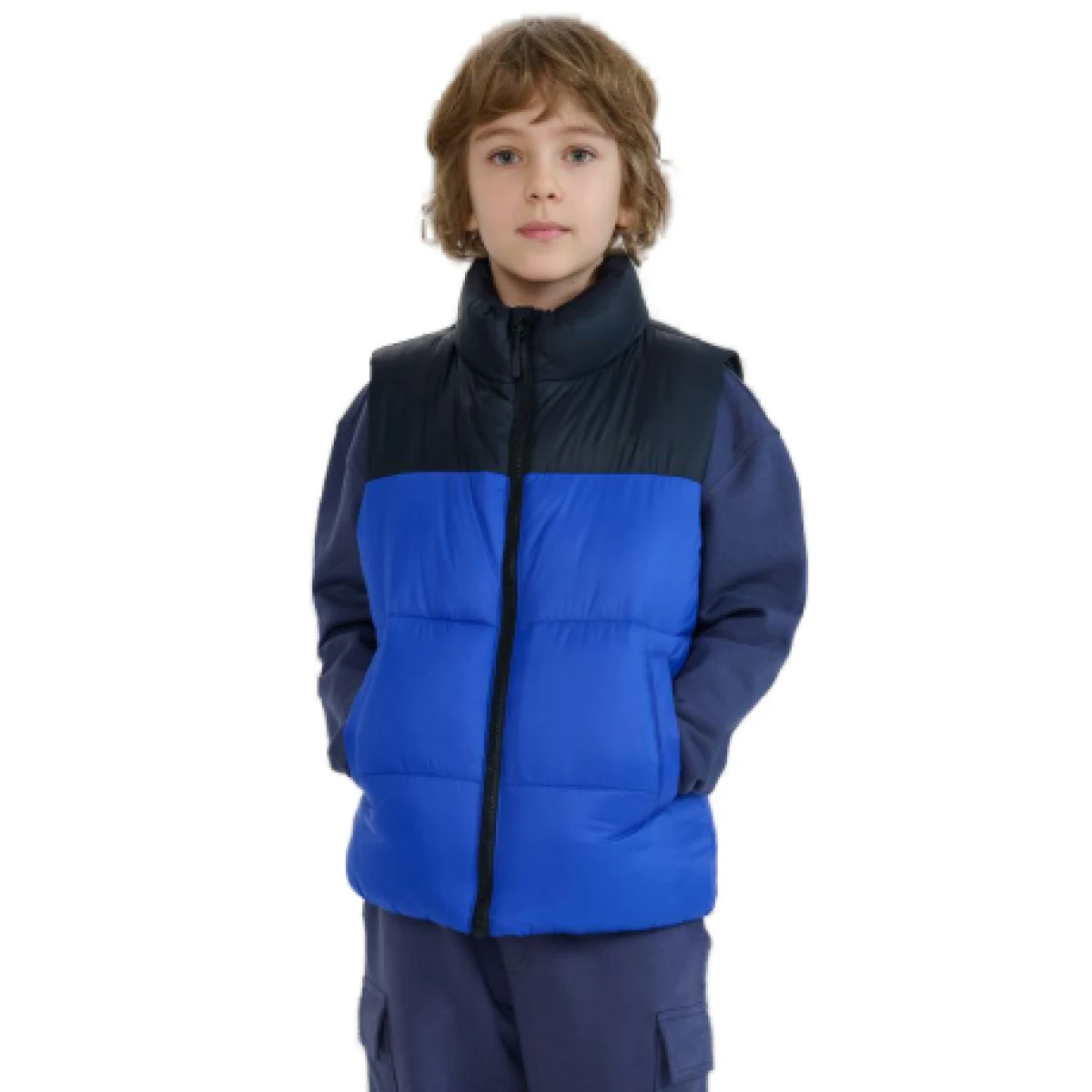 Chlapčenská vesta 4F JUNIOR VEST JACKET-JWSS25TVJAM208-36S-BLUE · záber 1