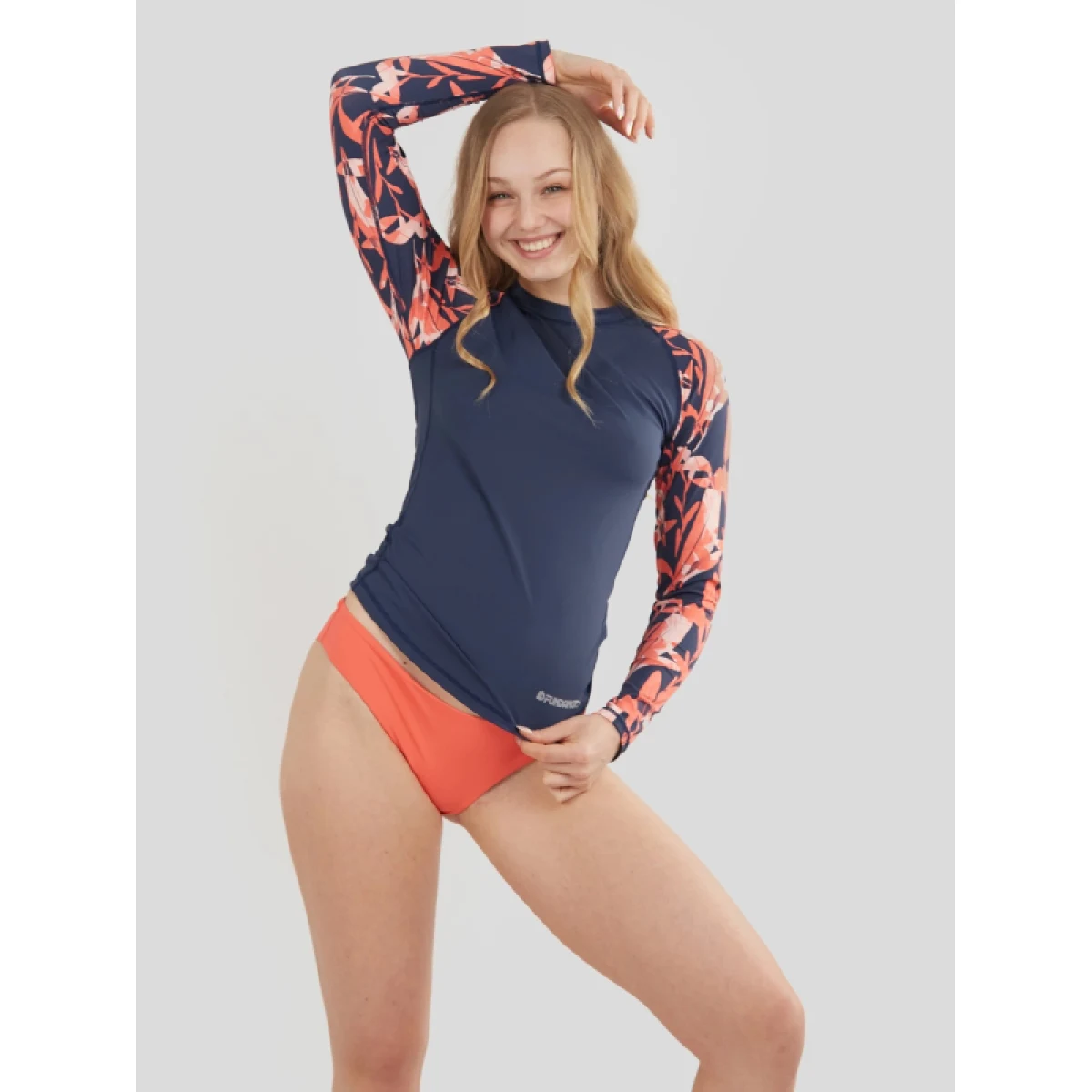 Dámske tričko na kúpanie FUNDANGO Joyce Long Sleeve Rashguard-354-sugar coral · záber 2