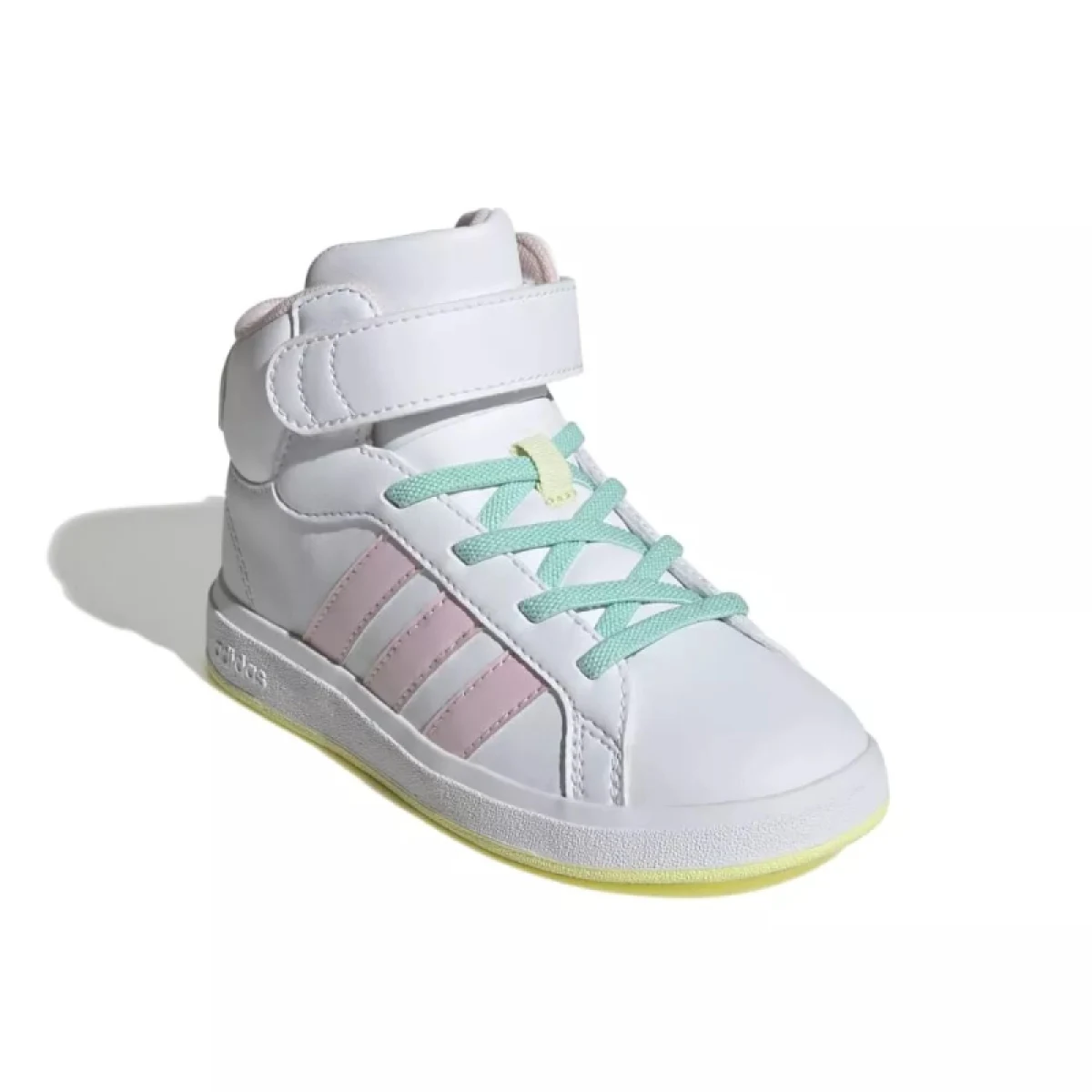 Dievčenská rekreačná obuv ADIDAS Grand Court Mid cloud white clear pink ice yellow · záber 2