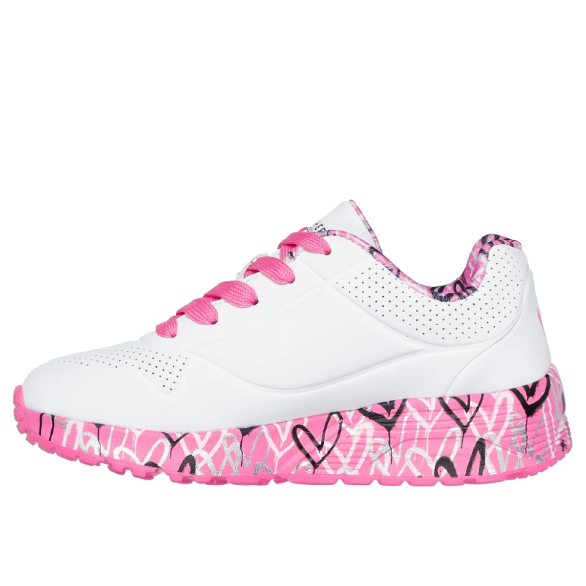 Dievčenská rekreačná obuv SKECHERS Uno Lite Lovely Luv white hot pink · záber 3