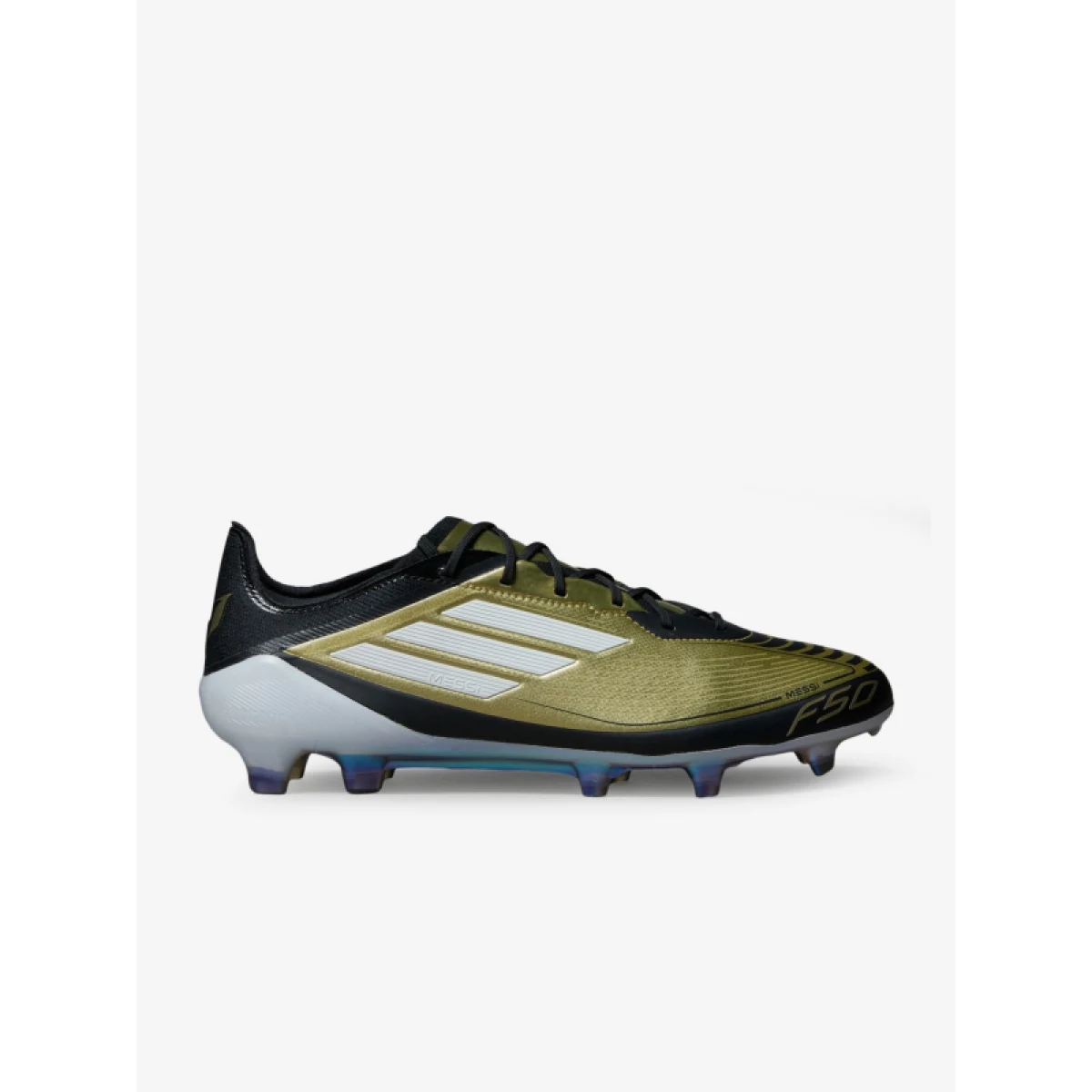 Pánske futbalové kopačky outdoorové ADIDAS F50 Elite Messi M FG gold metallic cloud white core black · záber 2